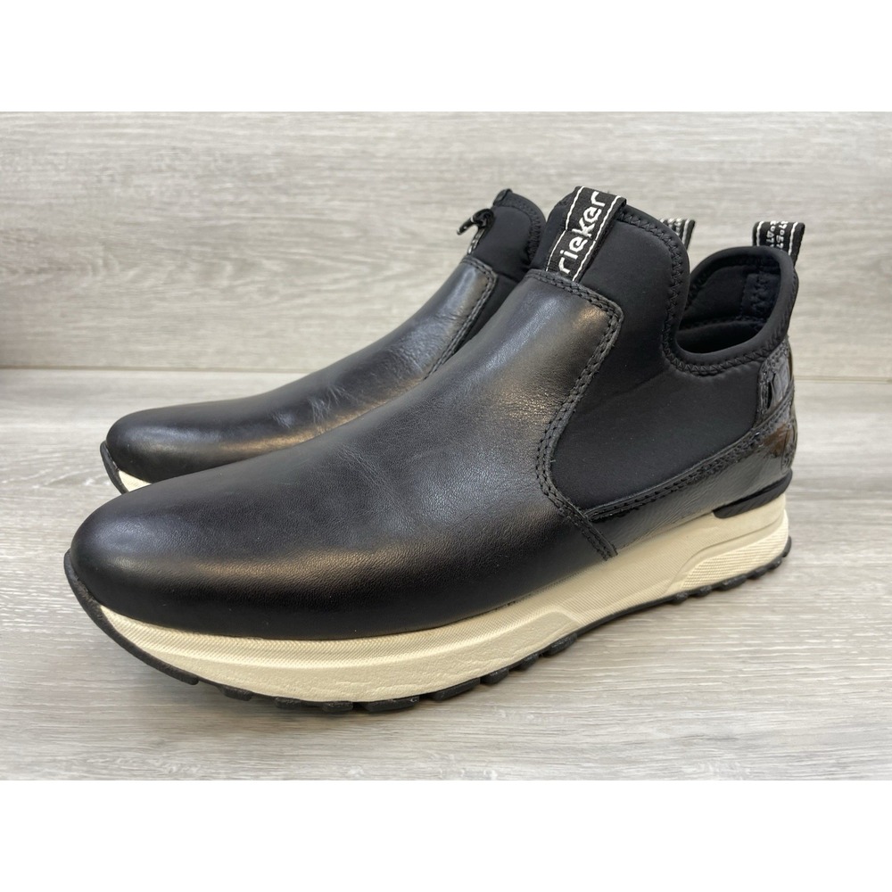 Rieker‎ N7452-00 Women's Sneaker Black Leather 10 Slip On Walking Comfort Shoes